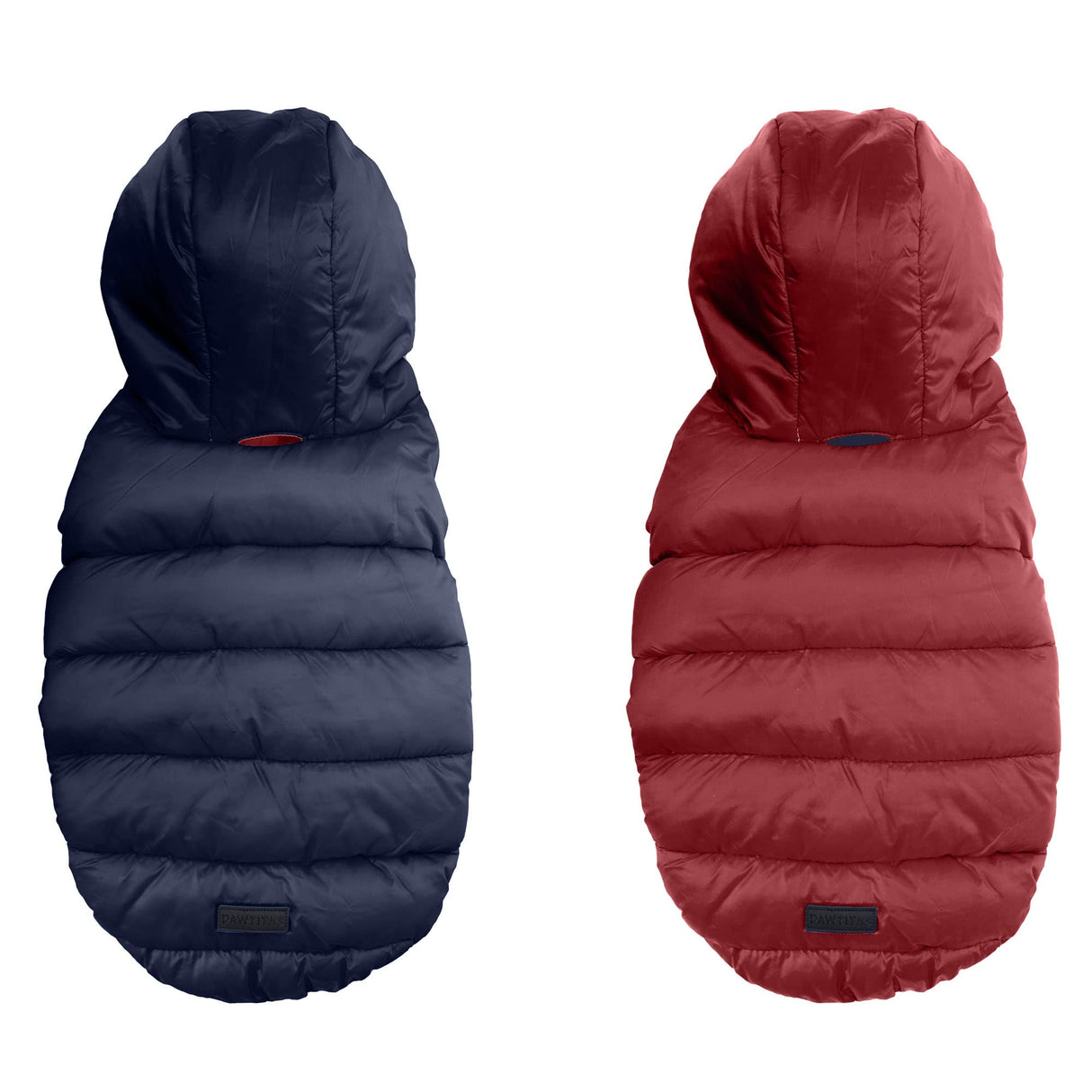 Pawtitas Reversible Windproof Dog Jacket | Water Resistant | Winter Coat for Puppies - Red & Blue Up Dog Vest - Small Breed - Pouch Included