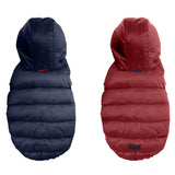 Pawtitas Reversible Windproof Dog Jacket | Water Resistant | Winter Coat for Puppies - Red & Blue Up Dog Vest - Small Breed - Pouch Included