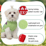 Sunnymove 4 Pack St. Patrick's Dog Sweater Dog Shamrock Outfit Small Cat Knit Sweaters, Seasonal Pet Clothes for St. Patrick's Day, Easter, Spring(Medium)
