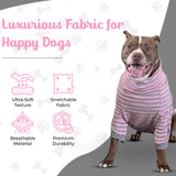 Tooth & Honey Big Dog Stripe Shirt – Pullover with Full Belly Coverage – Pink and Grey Pitbull Shirt for Extra Large Dogs