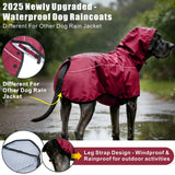 Mosucoirl Dog Raincoat Jacket Reflective Adjustable Hooded Pet Poncho Rain Coats with Leash Hole Waterproof Clothes for Small Medium Large Dogs (Red, L)