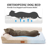 Jolifield Orthopedic Dog Bed Large Sized Dog 36''X24'', Waterproof L Bolster Egg Crate Foam Pet Crate Beds with Washable Removable Cover, Non-Slip Soft Pet Couch Sleep Mat, Ivory