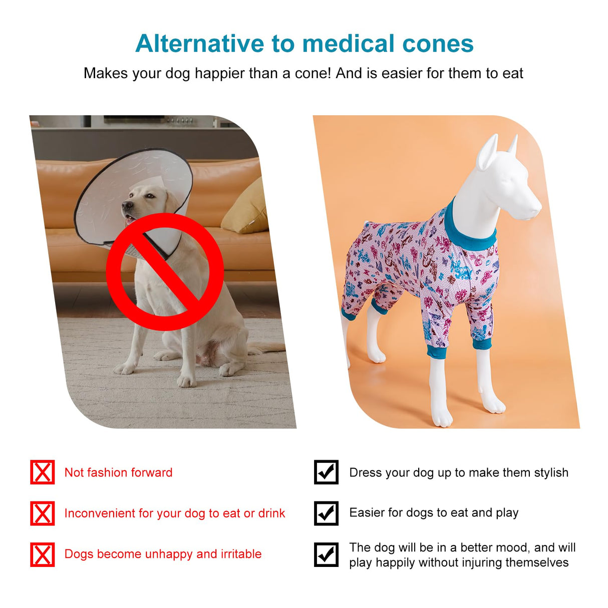 LovinPet Dog Pajamas Bodysuit for Giant Dogs, Pet Anxiety CalmingShirt, Lightweight Post Surgery Dog Pajamas, Garden Print, Pitbull Clothes, 4 Legged Style Pullover Dog Onesie, Medium