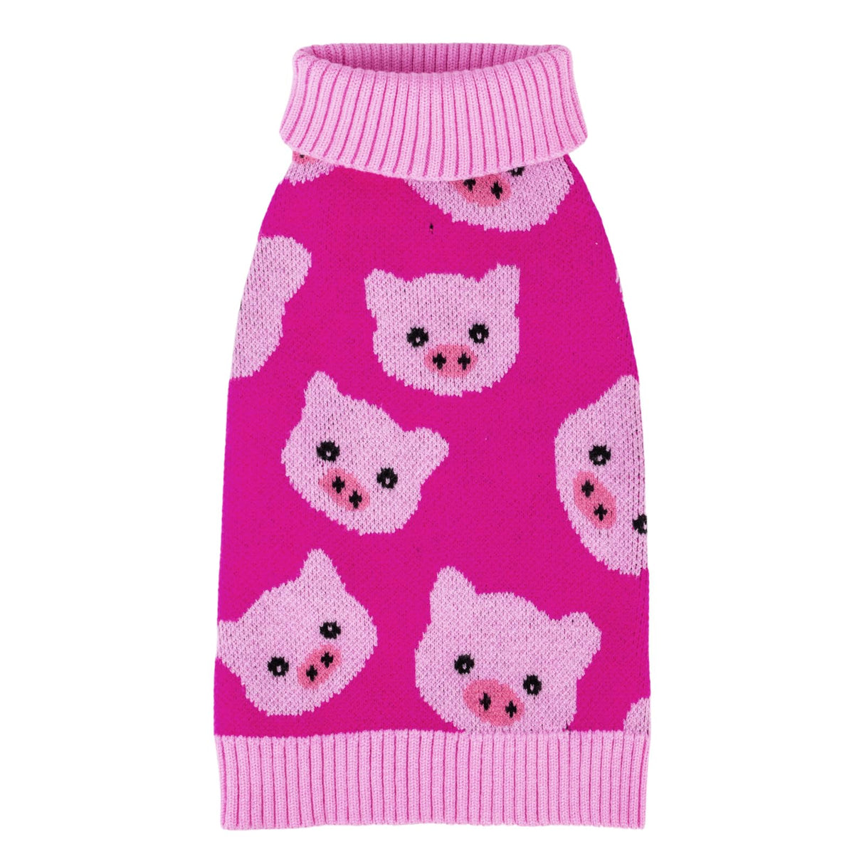 CuteBone Dog Sweater for Medium Large Dogs Pink Pig Knit Puppy Sweater Turtleneck Pet Winter Clothes Cat Apparel with Leash Hole