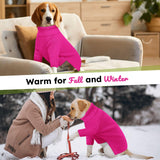 Queenmore Soft Warm Large Dog Sweater, Large Dog Sweaters for Male Dogs, Pet Christmas Sweaters, Extra Large Breeds Kintwear, Turtleneck Pullover Pet Clothes, Fuchsia 3XL