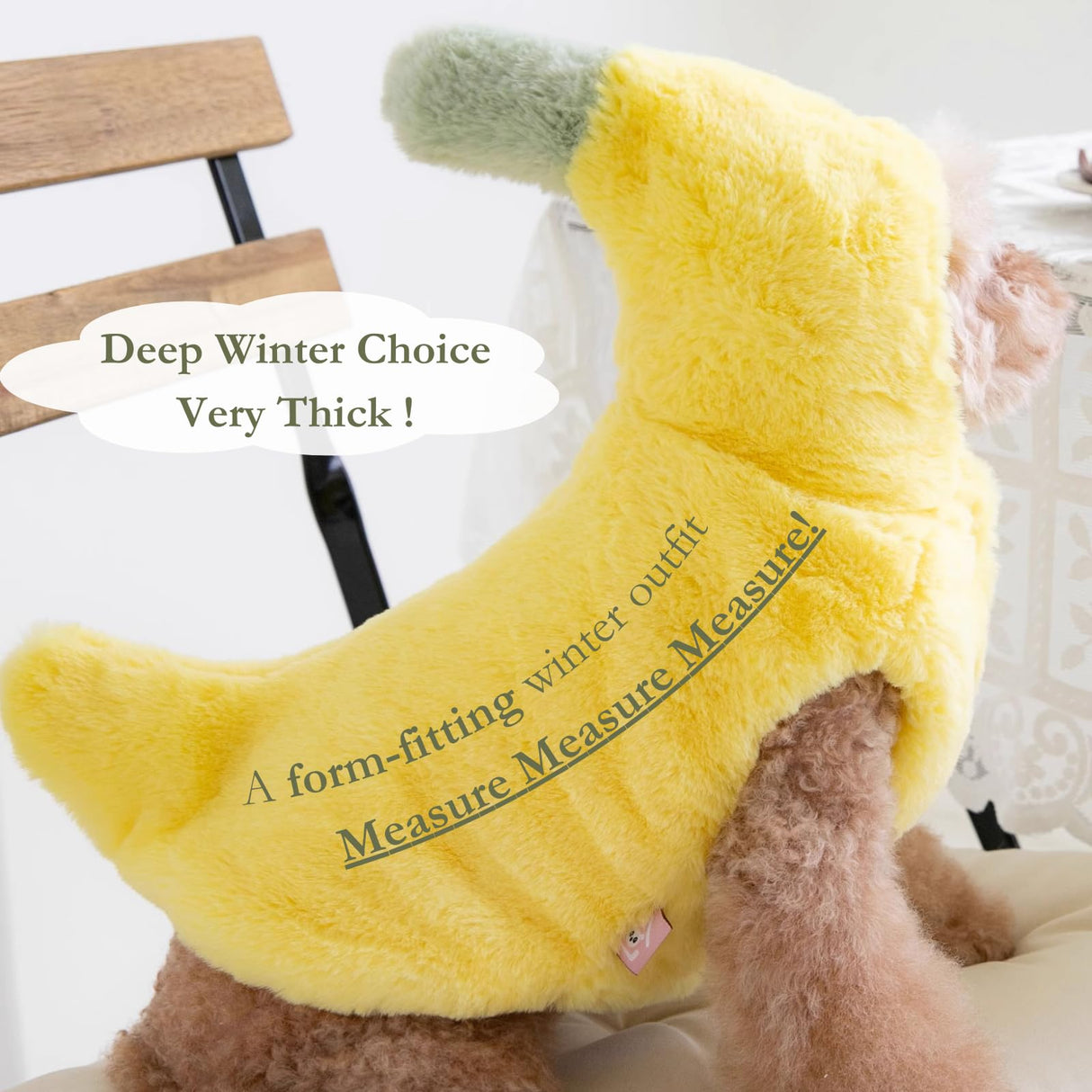 Dog Banana Winter Coat, Cute Extra-Warm/Soft Jackets for Small Dogs Under 35 lbs, Halloween Christmas Dress Up Outfit Clothes (Large)