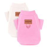 2 Pieces Dog Sweater Fleece Dog Winter Clothes for Small Dogs Boy Girl Turtleneck Puppy Sweatshirt Pet Clothing Pullover Sweaters Cat Apparel (Beige+Light Pink, Large)