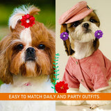 Mruq pet 80pcs Dog Flower Bows, Bulk Pet Small Dog Hair Bows with Rubber Bands, Mix Handmade Tiny Dog Hair Grooming Bows, Pearls Flowers Topknot Dog Bows for Puppy Yorkie Dog Hair Accessories