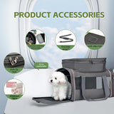 Airline Approved Pet Carrier - Soft-Sided Dog & Cat Travel Bag with Expandable Space and Safe Design (Grey)