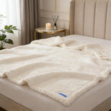 ZAKAPAWS Waterproof Dog Blanket for Large Dogs - Reversible Washable Pet Blanket, Soft Sherpa Fleece Furniture Protector, Cat Throw Bed Couch, Cream, 60"x80"
