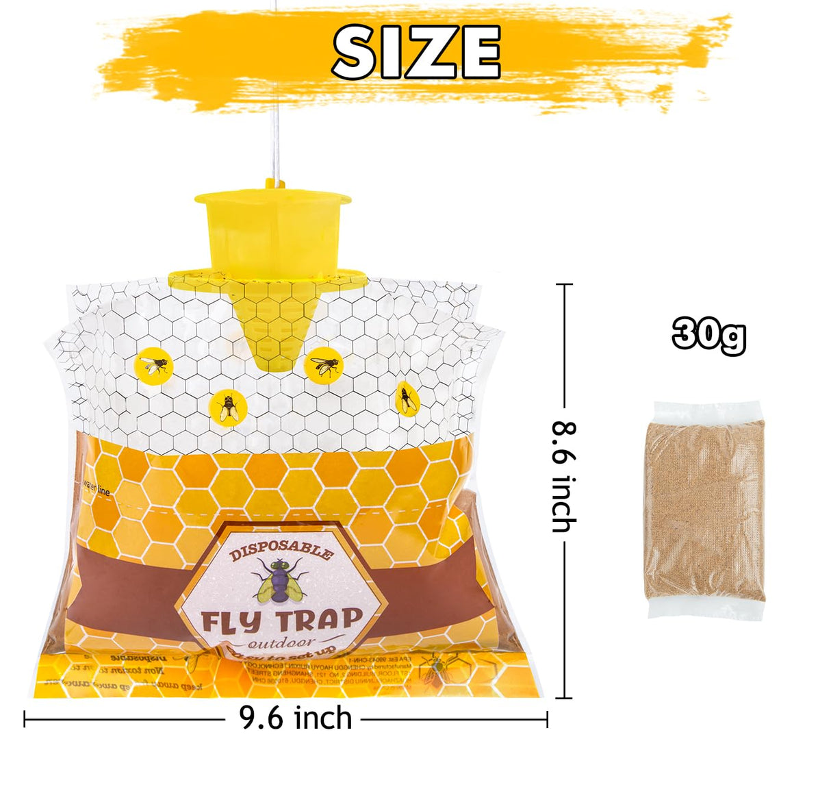 4 Disposable Fly Bag, Fly Traps Outdoor HangingRanch Stable Horse Fly Hunter Trap Control for Barn, Farm, Mosquito Bug Catcher and Flying Insect Trap Killer Repellent