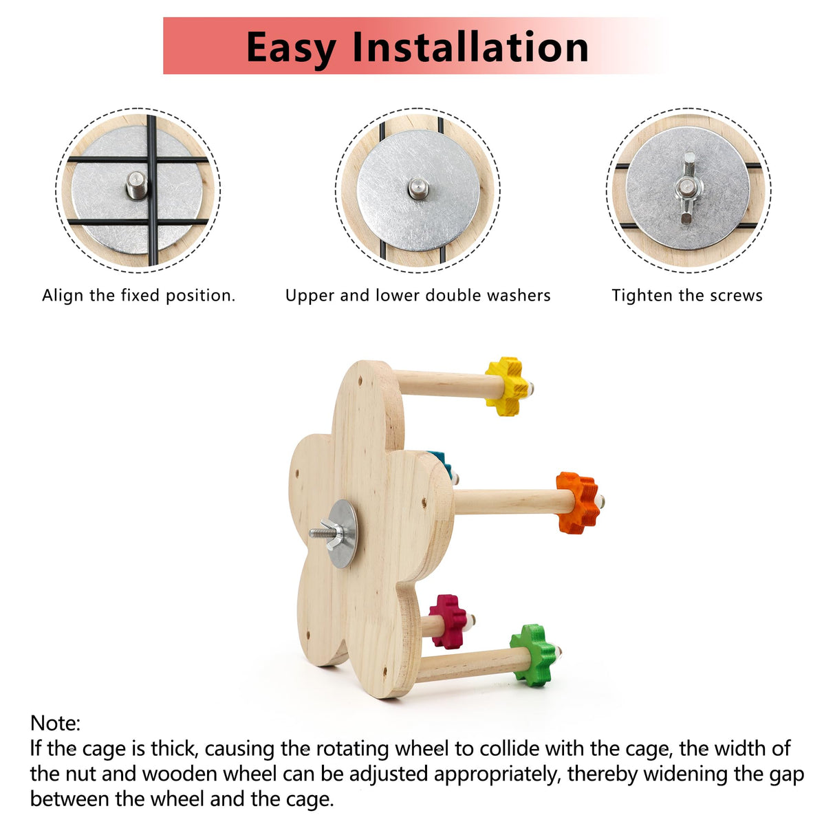 DVHEY Bird Rotating Perch Toy,Durable Unique Wooden Ferris Wheel Parrot Toys with 5 Perches,Bird Cage Accessories for Parakeet, Cockatiel, Budgerigar,Conures, Lovebirds