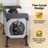 Veehoo Dog Bunk Bed, Dog Beds Attachment to Human Bed, Bedside Dogs Cot for Small, Medium Cats & Dogs, Pet Window Perch, Grey