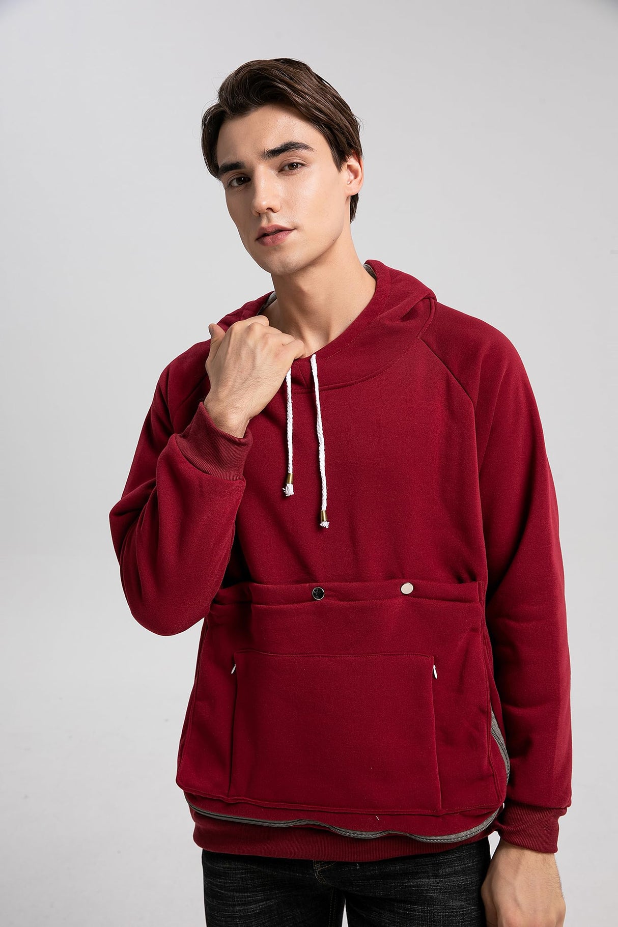 ALYC Cat Dog Carrier Hoodie Big Pet Pouch Sweatshirt Puppy Kitten Holder Carrier Pullover Top Kangaroo Unisex Hoodies Wine Red