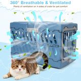 Pet Carrier for Cats & Small Dogs, Foldable & Durable Hard Cat Carrier Plastic, 2-Door 360° Ventilation Clear Top Pet Travel Kennel Crate for Longer Traveling Upto 22Lbs (22.0" L x 13.0" W x 14.6" H)