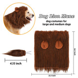 NEWBEA Lion Mane for Dog Costume, Dog Lion Mane, Realistic Wig for Medium to Large Sized Dogs, Halloween Costumes, Dark Brown with Ear Tail