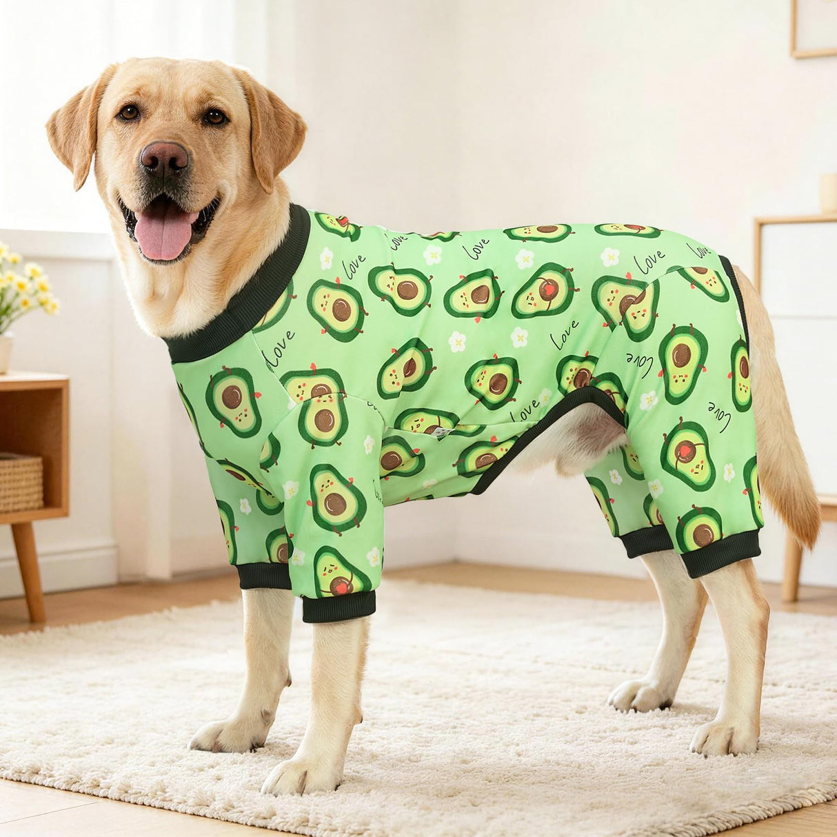 XPUDAC 2 Pack Dog Pajamas for Large Breeds, 4-Way Stretch Soft Dog Onesie Lightweight Warm Pet Clothes Jammies for Large Breeds Dinosaur Avocado Print, 4XL