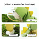 Waterproof Dog Raincoat, Dinosaur Design, Full Body Protection with Elastic Trousers, for Small Dogs (Green, Medium)