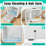 Automatic Pet Hair Dryer Box,Powerful Motor Fans Blower for Cats and Small Dogs,360° Drying,Temperature Control,Self-Dryer Boxes with 3 Adjustable Speed Settings&Quick Drying Modes, Cat Toys,Towel W