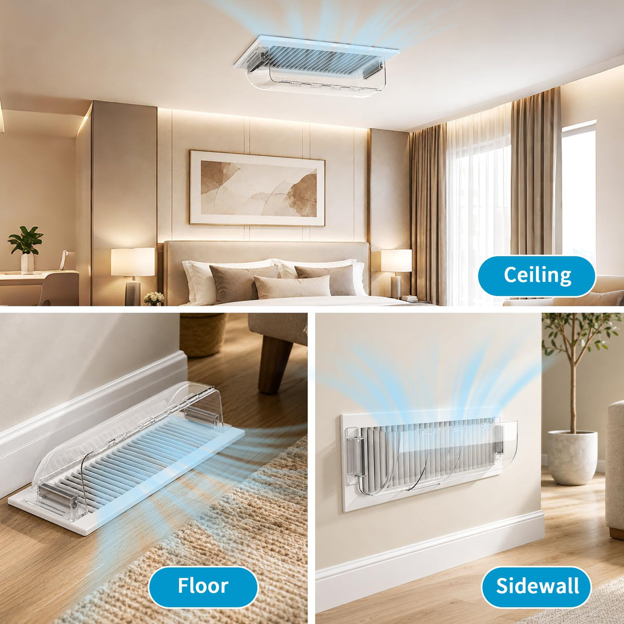 Wea&Hea 2 Pack Magnetic Air Vent Deflector, 9"-15.5" Adjustable Vent Cover with Optimized Ferrite Magnets for Ceiling/Floor/Wall Registers - Clear Heat/AC Deflector for Under Furniture & Home Comfort