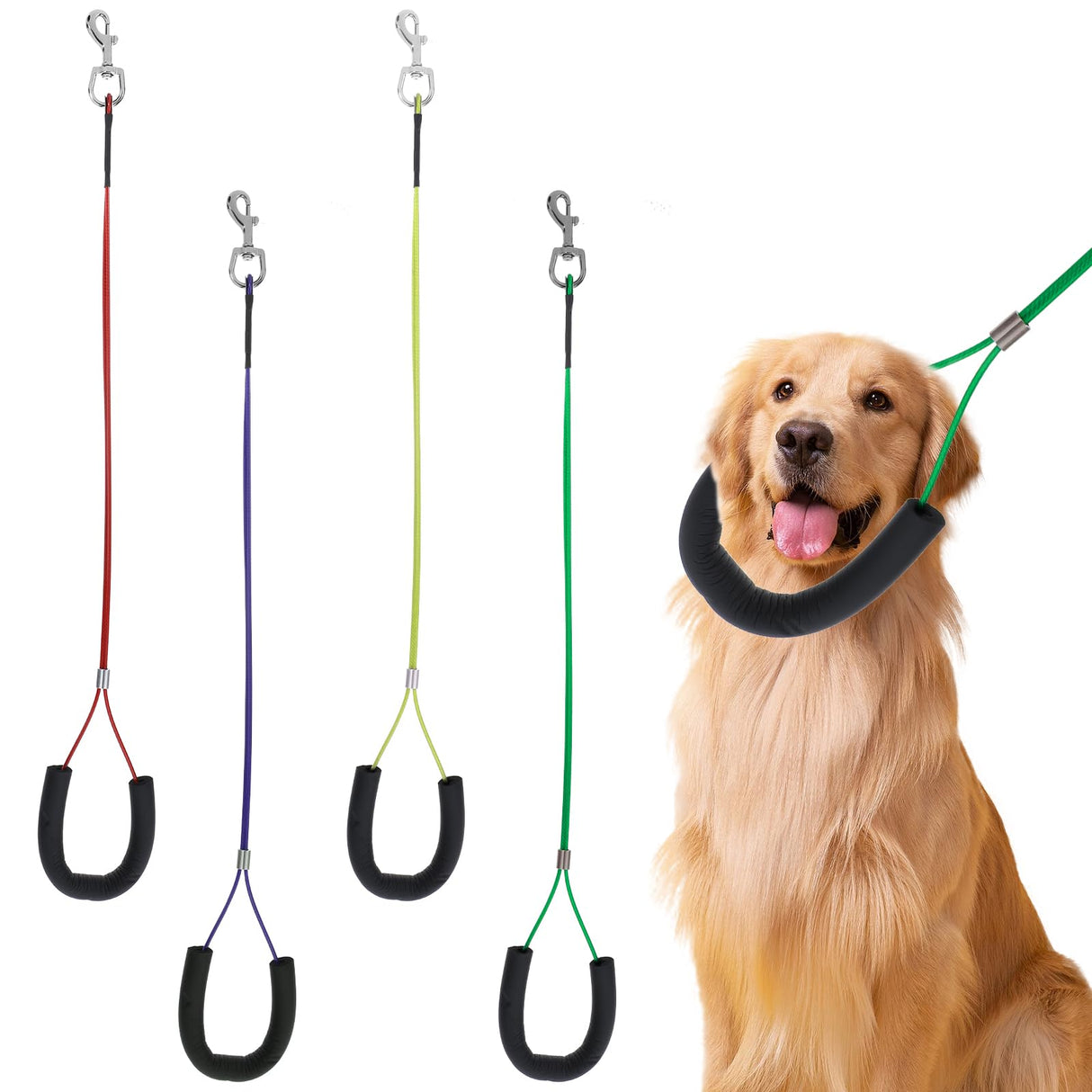 4 Pcs Pet Grooming Loops and Supplies - Dog Belly Loop Restraint No Sit Haunch Holder for Arm and Table, Sturdy Noose Loop for Small Medium Large Dogs