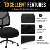 DIVA EN CAMINO DEC Water-Resistant Stretchable Desk Office Chair Seat Cushion Covers - Universal Spandex Computer Chair Slipcover - Removable Washable Cushion Protectors for Dogs, Cats, Black