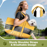 Lekereise Dog Purse Carrier for Small Dogs, Cats - Dog Carrier Purse with Secure Harness Clip, Dog Tote Bag Carrier, Large Space, Breathable Design(Yellow)