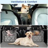 pettycare Dog Back Seat Cover Hard Bottom, Supports 400lbs, for Car with Mesh Window, Non-Slip SUV Truck, Grey