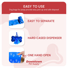 Load image into Gallery viewer, Downtown Pet Supply Poop Bags for Dogs with Dispenser, 1000 Count - Leak-Proof Dog Waste Bags and Bone-Shaped Dog Poop Bags Holder for Leash - Rainbow with Paw Prints, 12.5" x 8.5"
