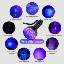 Load image into Gallery viewer, GLOSSDAY UV Flashlight Black Light, 100 LED Black Light Flashlight for Dog/Cat Pet Detector, Scorpions Finder
