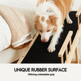 Dog ramp for Bed - Pet Ramp for Dogs to Get on Bed - Adjustable for Beds up to 30 Inches - for Small Dogs Under 50lbs, Foldable, Non-Slip Rubber Surface, Safety Railings