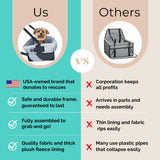 Blue Dog Booster Seat - Washable, Adjustable, Collapsible Pet Travel Carrier Bed - Safety Seat Belt Tether for Small Dogs, Puppies, and Pets up to 18 lbs