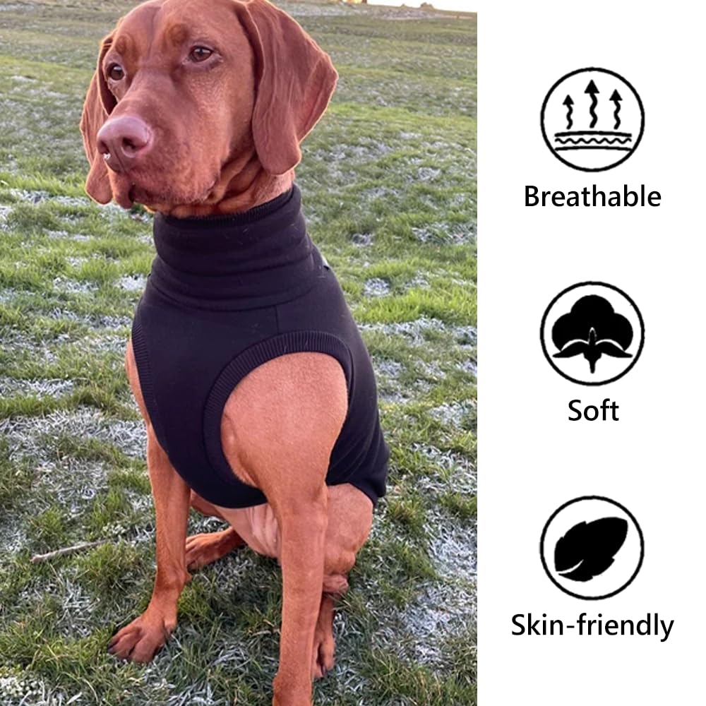 HowlyWoof Sweatshirt for Vizsla/Weimaraner/Poodle/Dalmatian/German Dog, Reflective Sleeveless Warm Cotton Clothes for Big Dogs (Black, XXX-Large(Chest 31''. back26''))