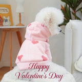 BAMY Valentine's Day Dog Dress, Pink Heart Pet Skirt, Bowknot Cat Sweet Tutu for Cats Small Dogs Puppy Pomeranian Teddy (Large, Hoodie)