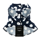 PAIDEFUL Dog Harness Dress,Retro Bow Princess Dresses for Small Dogs Cats Fashion Polka Dot Puppy Pleated Skirt Soft Lightweight Doggy Sundress Button up Chihuahua Clothes Costume D-Ring,Blue,M