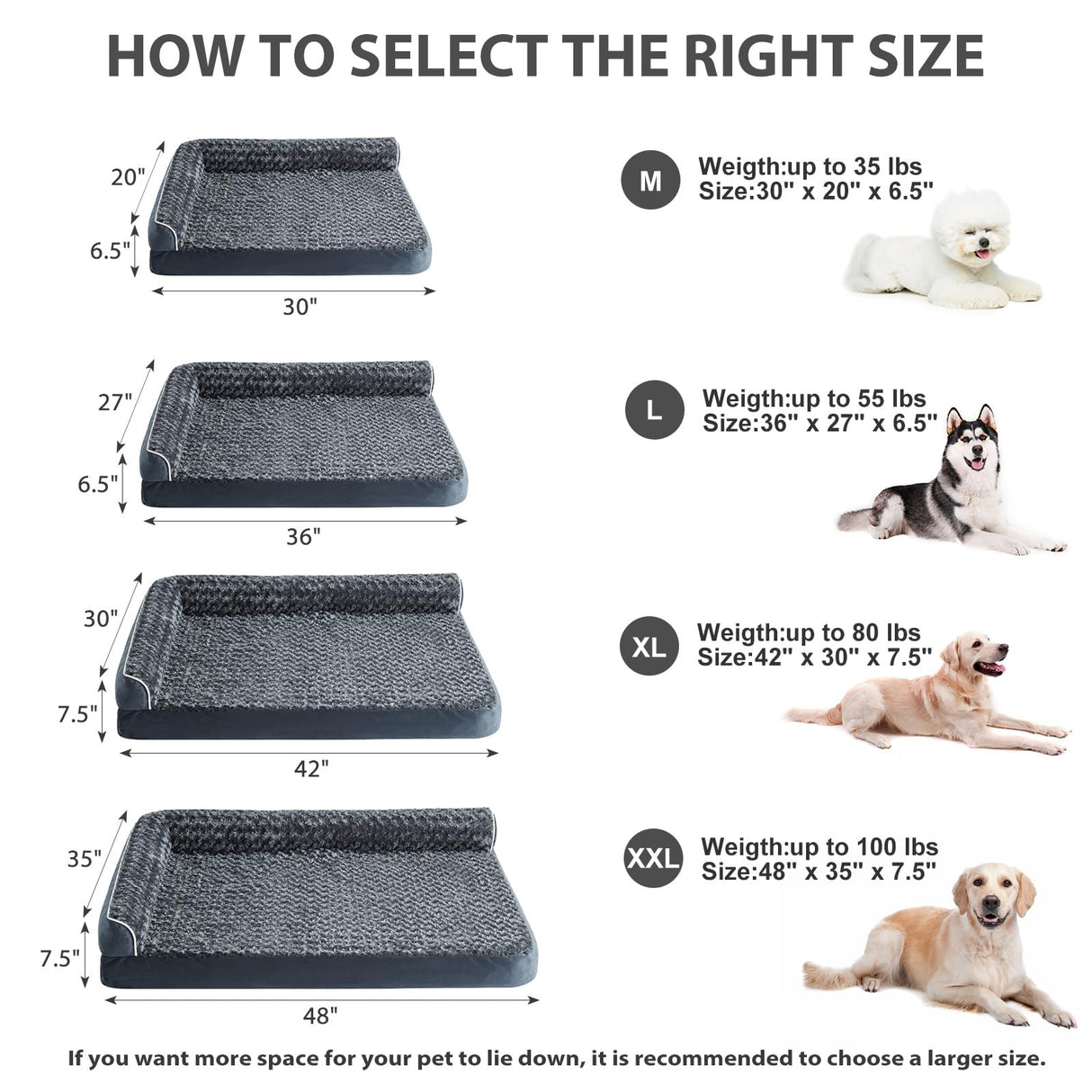 BFPETHOME Orthopedic Dog Beds for Large Dogs-Waterproof Sofa Dog Bed with Removable Washable Cover, Large Pet Bed with Waterproof Lining and Nonskid Bottom, Pet Bed for Dogs