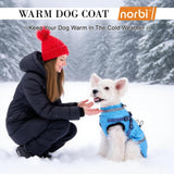 Norbi Dog Coat for Small Dogs, Winter Jacket with Built-in Harness, Water-Resistant Windproof Reflective Warm Adjustable Dog Clothes for Small Medium Dogs, Easy On Back Zipper