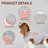 KYEESE Waffle Dog Shirts for Small Dogs Soft Stretchy T-Shirts Lightweight Puppy Tank Top Sleeveless Pet Vest with Cute Pocket and Plaid Patchwork for Daily Wear, Large