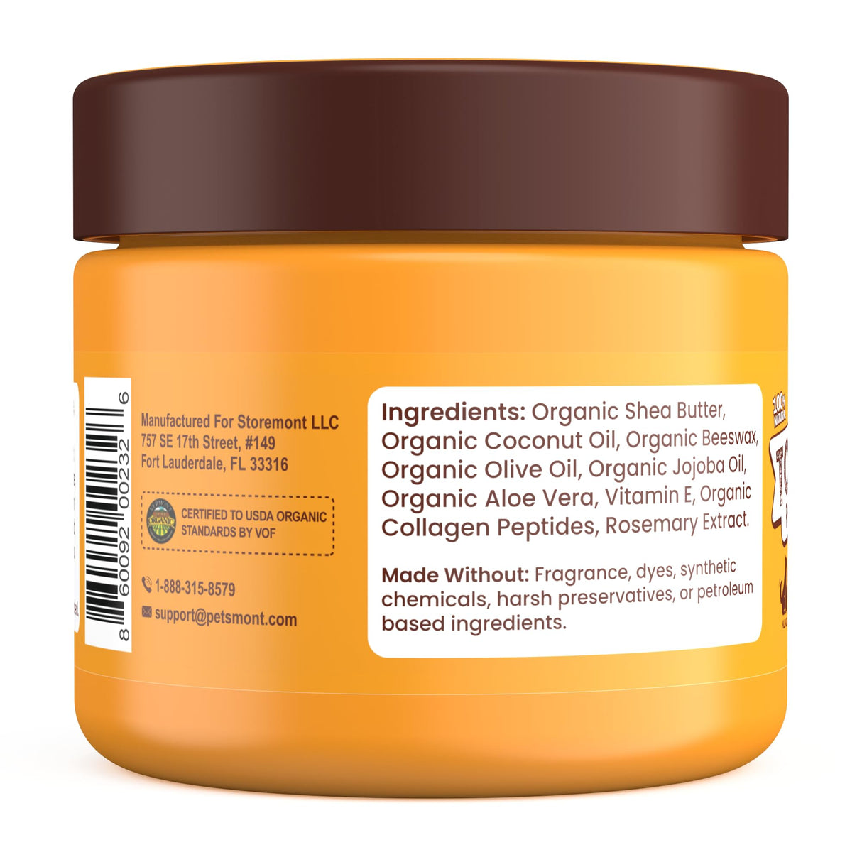 Petsmont Touch & Heal Organic Paw Balm for Dogs 2oz - Cream Lotion Protection Moisturizer Nose Natural Soother Hot Pavement Wax Dry Paws Cracked Butter Protectors Pad Snout Puppy Elbow Foot Pet