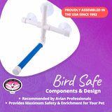 Super Bird Creations - SB126 Fold-Away Shower Window Perch - Ringnecks Medium Conures Parrots- Multi-Functional Bird Stand w/Heavy Duty Suction Cups - Stimulating Bird Toys for Large & Medium Birds