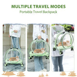 Transparent & Fully Breathable Hard cat Carrier with Rolling Wheels for Dogs, Cats, Multiple Carrying Options, Perfect for Traveling/Taking a Walk