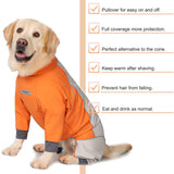 Dog Full Body Winter Coat, Waterproof Fleece Jacket for Small Medium Large Dogs Reflective Snowsuit with Zipper for Outdoor Skating (Orange, 3XL(Weight 33-53 lbs))