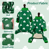 CooShou Saint Patrick’s Day Dog Pajamas Clover Pattern Dog Onesie Jumpsuit Soft Irish Festival Themed Pet PJs Outfit Costume Clothes for Small Medium-Large Breeds(Clover)