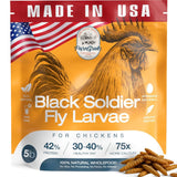 USA Grown Black Soldier Fly Larvae for Chickens - 100% Natural Dried Mealworms for Chickens - Grubs with 85X More Protein Chicken Treats for Laying Hens - Birds Feed Supplement for Ducks & Reptiles