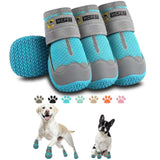 Hcpet Dog Shoes for Large Dogs, Breathable Dog Booties for Small Medium Dogs, Anti-Slip Dog Boots & Paw Protectors for Hot Pavement Winter Snow Hiking with Reflective Straps Blue Size 3
