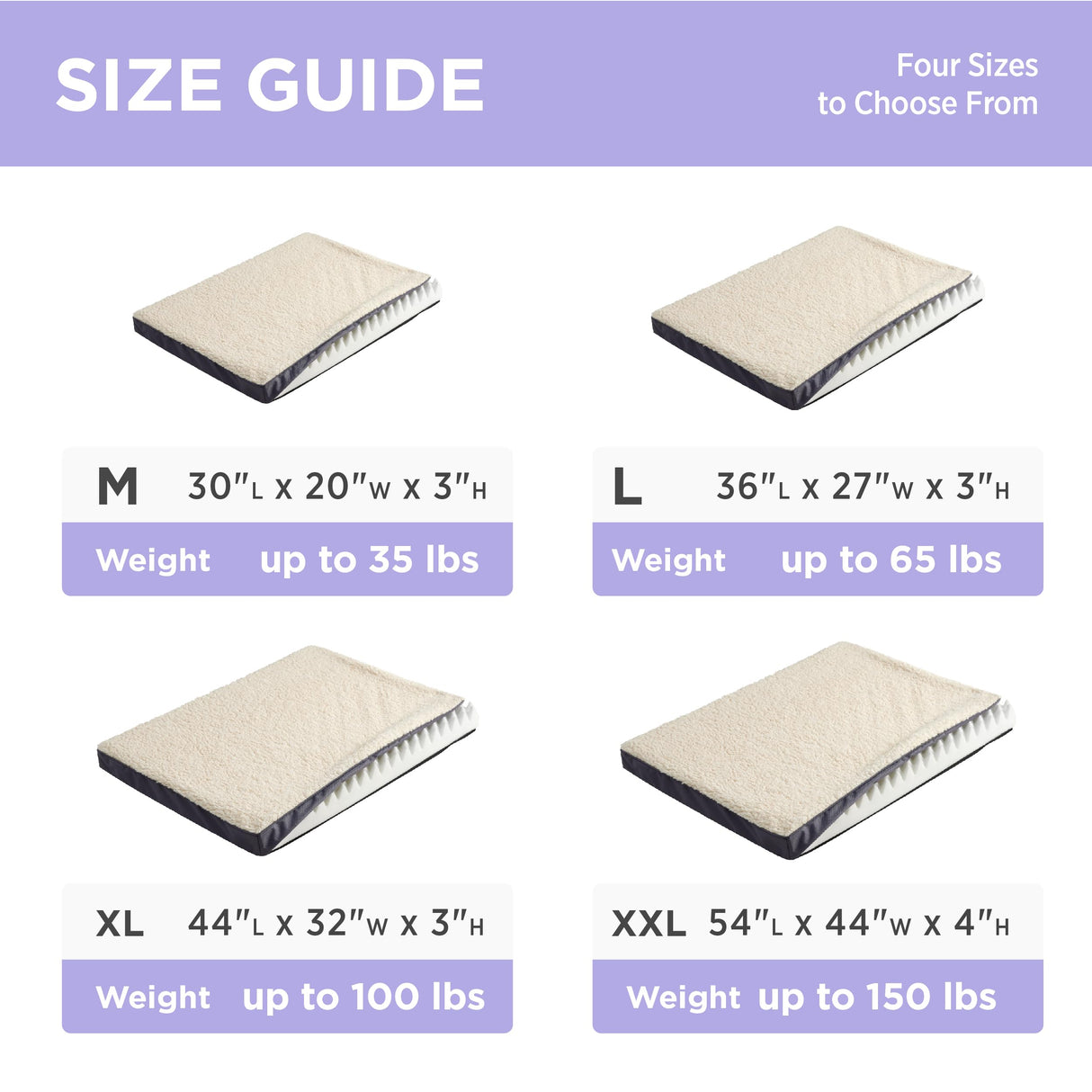 LE SURE Washable Dog Bed Cover Replacement - Large Size Plush Fleece Cover for Orthopedic Egg Crate Foam Pet Mat 36x27x3 Inches, Grey