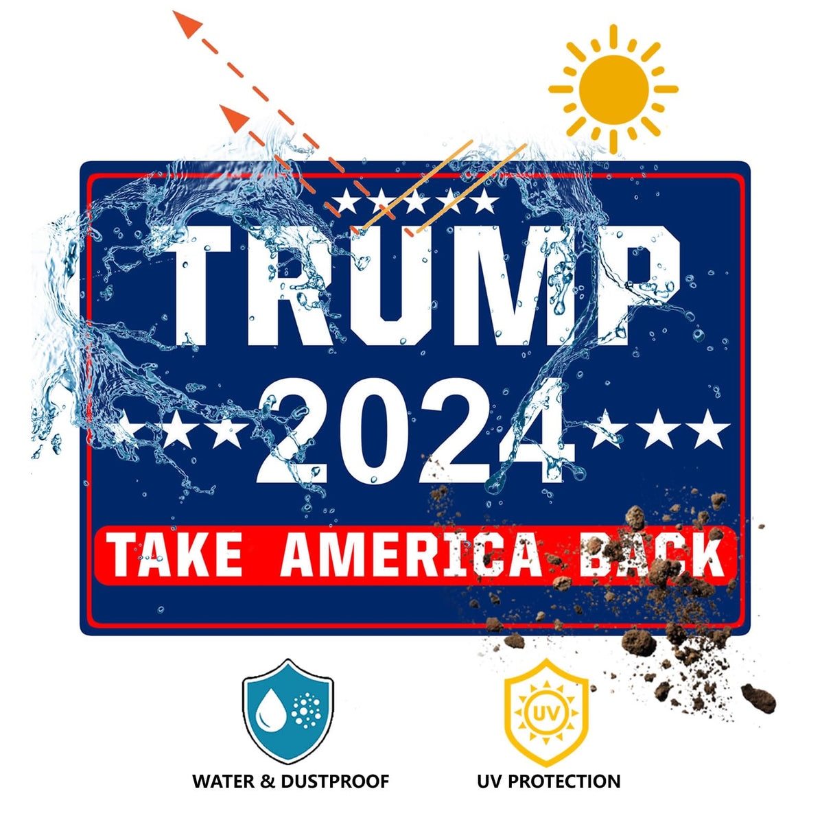 Shmbada Trump 2024 Take America Back Yard Sign with Metal Stake - 20 x 14 Inch Double Sided Outdoor Decorative Trump Signs for Garden Yard Lawn House