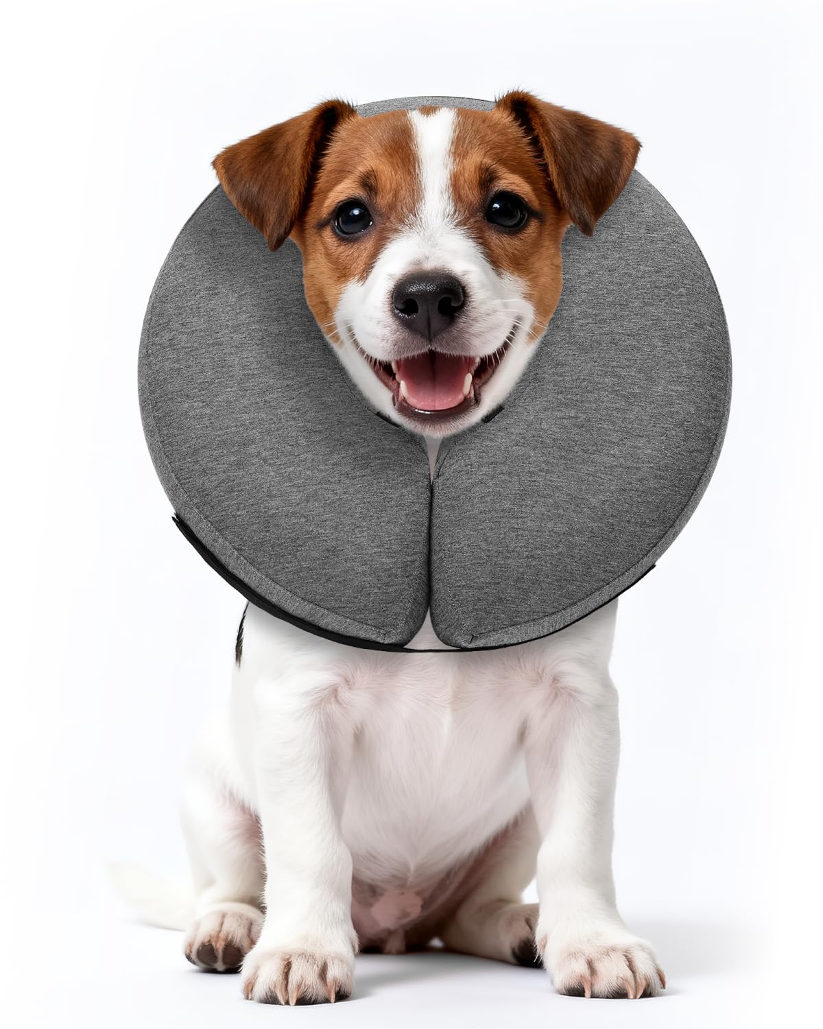 MIDOG Inflatable Dog Cone Collar – Soft Dog Cone Alternative After Surgery, Comfortable Recovery Neck Donut ECollar for Small Medium & Large Dogs and Cats to Stop Licking & Vision-Friendly (Grey,S)