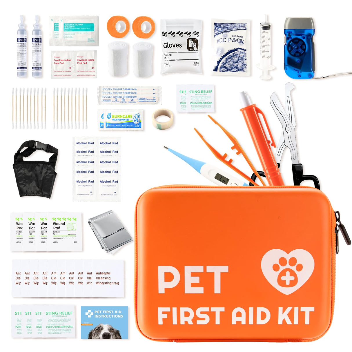 Portable Dog First Aid Kit with Hook - Water Resistant Pouch for Hiking, Camping, Daily Family Use, Travel, Pet Safety, Thoughtful Gift for Pet Owners (81pcs Upgrade Professional Version)