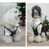 Dog Tuxedo Suit, Formal Dog Shirt Costume Wedding Attire with Black Bow Tie, Pet Outfit for Small Dogs Cats (Jacquard&Black, 4X-Large(55.1-74.9lb))
